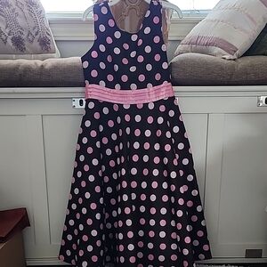 Miss Attitude Pink Polka Dot Kids Dress Size 14 kdr3